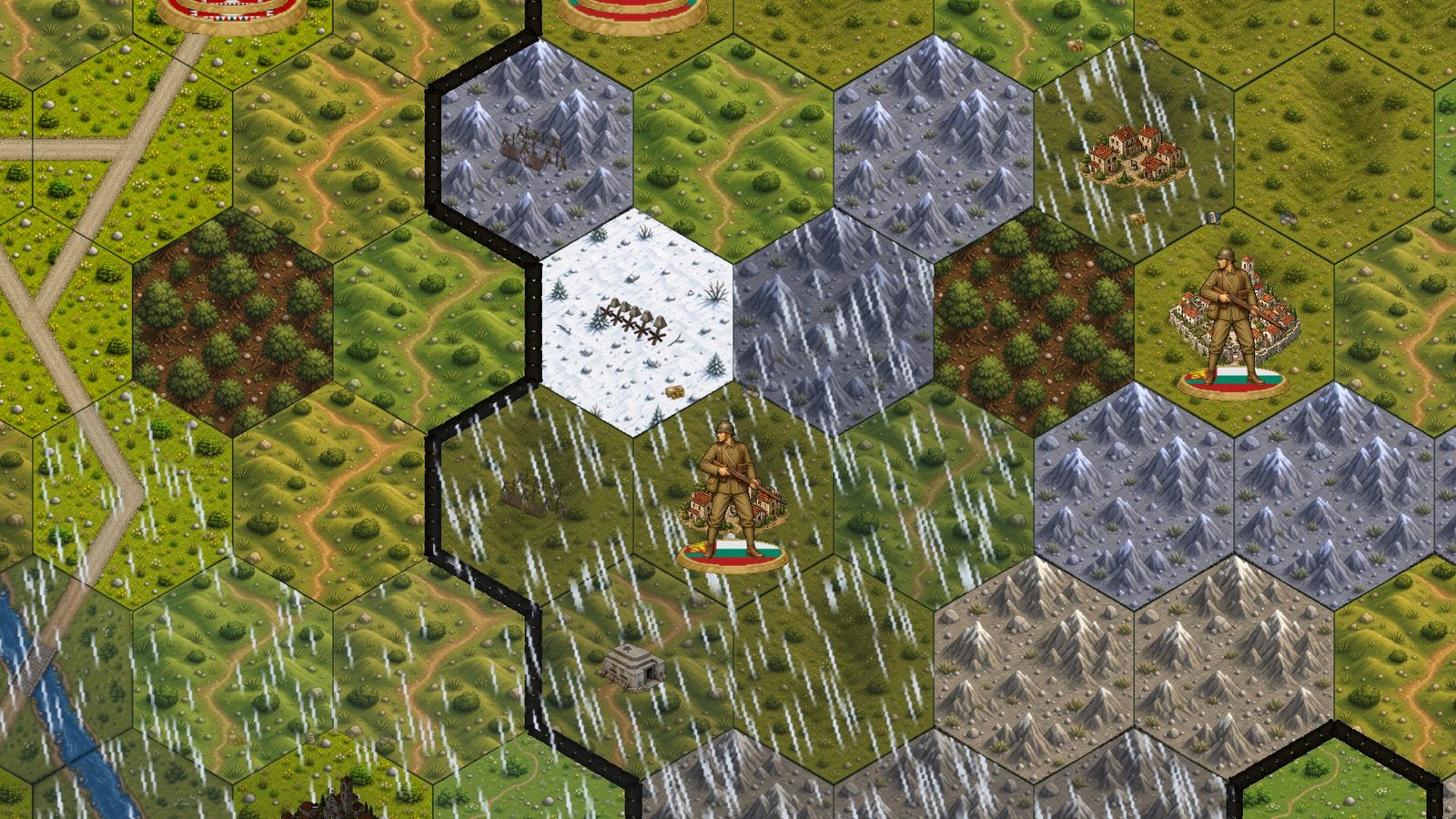Búnkeres y alambradas bajo la lluvia y la nieve